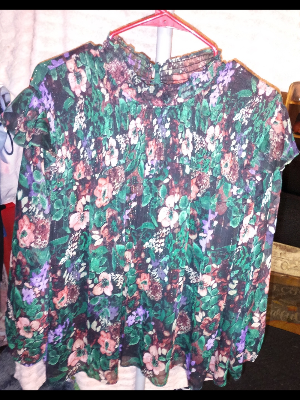 Cato Green and Purple Floral Blouse